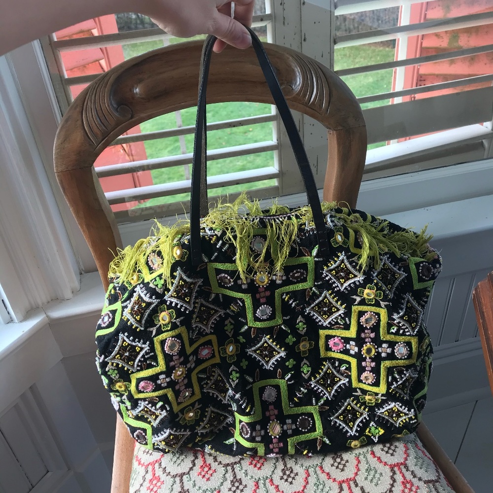 RARE Fendi tote bag w/ mirrors and embroidery